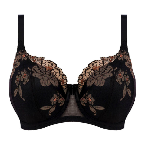 ELOMI Teagan Padded Half Cup Bra in Black/Almond