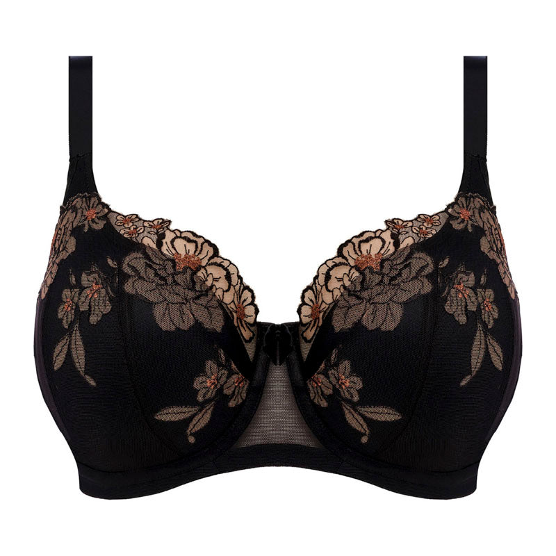 ELOMI Teagan Padded Half Cup Bra in Black/Almond
