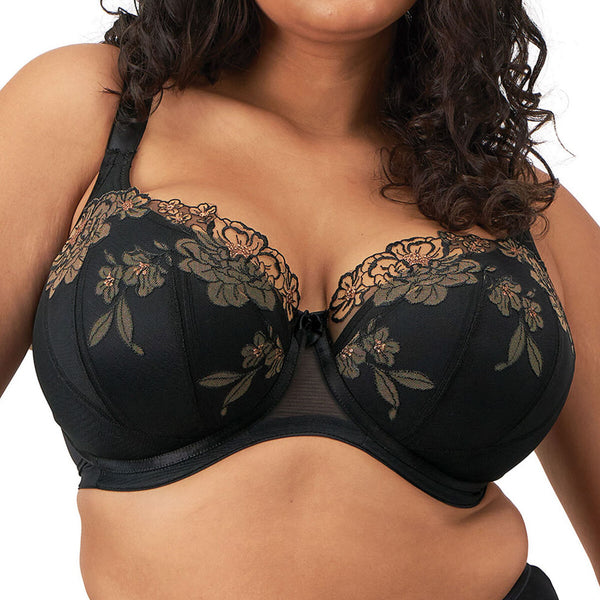 ELOMI Teagan Padded Half Cup Bra in Black/Almond
