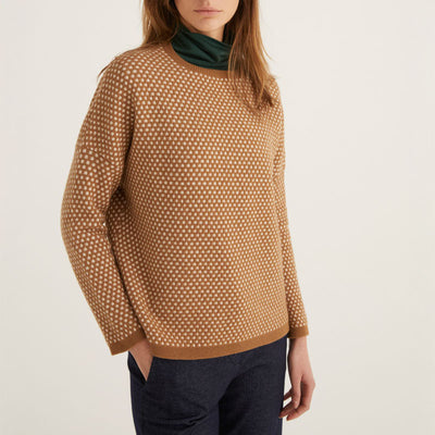 ROSSO35 Textured Waffle Knit in Camel