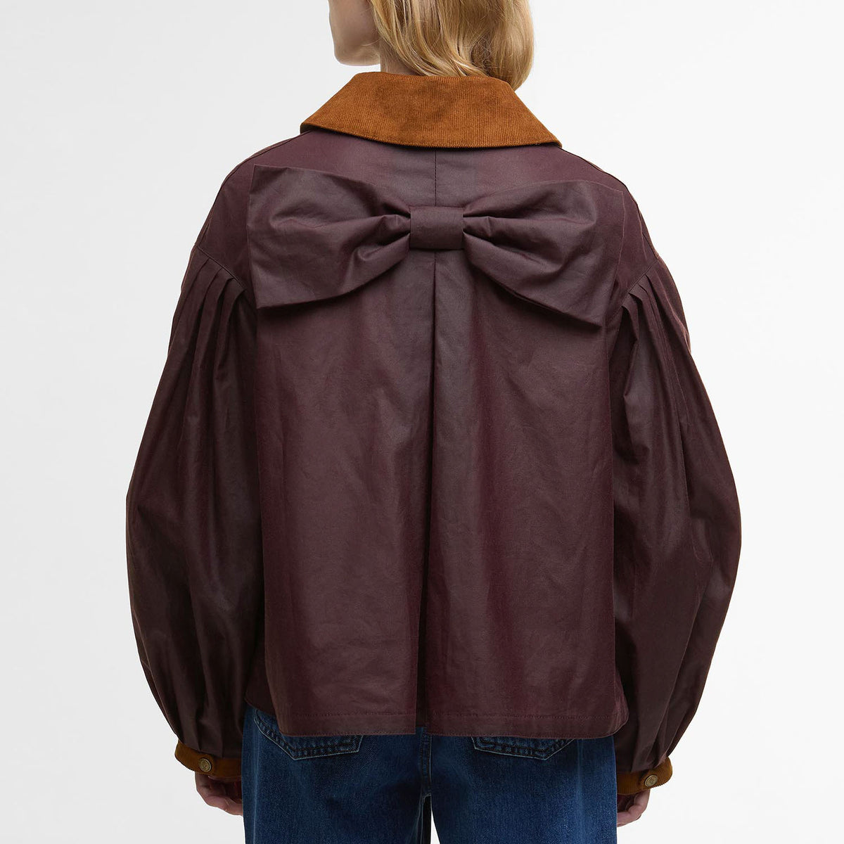 BARBOUR Barbour X Farm Rio Thais Wax Jacket in Bordeaux/Cream Heart Print