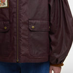 BARBOUR Barbour X Farm Rio Thais Wax Jacket in Bordeaux/Cream Heart Print