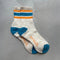 IVY ELLIS Ladies Merino Vintage Cotton Sport Socks in Ecru/Blue/Orange