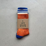 IVY ELLIS The Castlehill Men’s Slub Crew Length Socks in Orange & Cobalt Blue