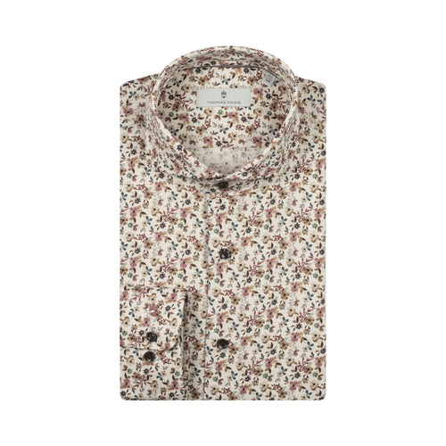 THOMAS MAINE Bari Small Flower Print Shirt  in Brown