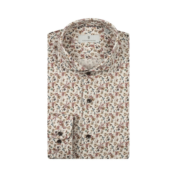 THOMAS MAINE Bari Small Flower Print Shirt  in Brown