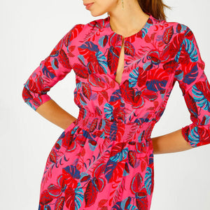 Tiffany Silk Amazonian Print Dress in Pink