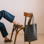 LES PENSIONNAIRES Striped Recycled Tote in Green/Blue