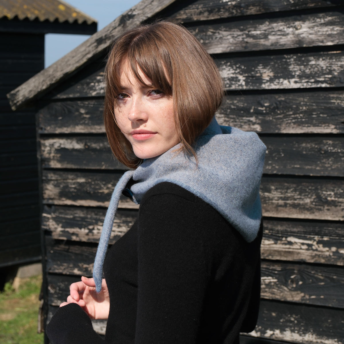 QUINTON & CHADWICK Triangle Scarf in Aqua