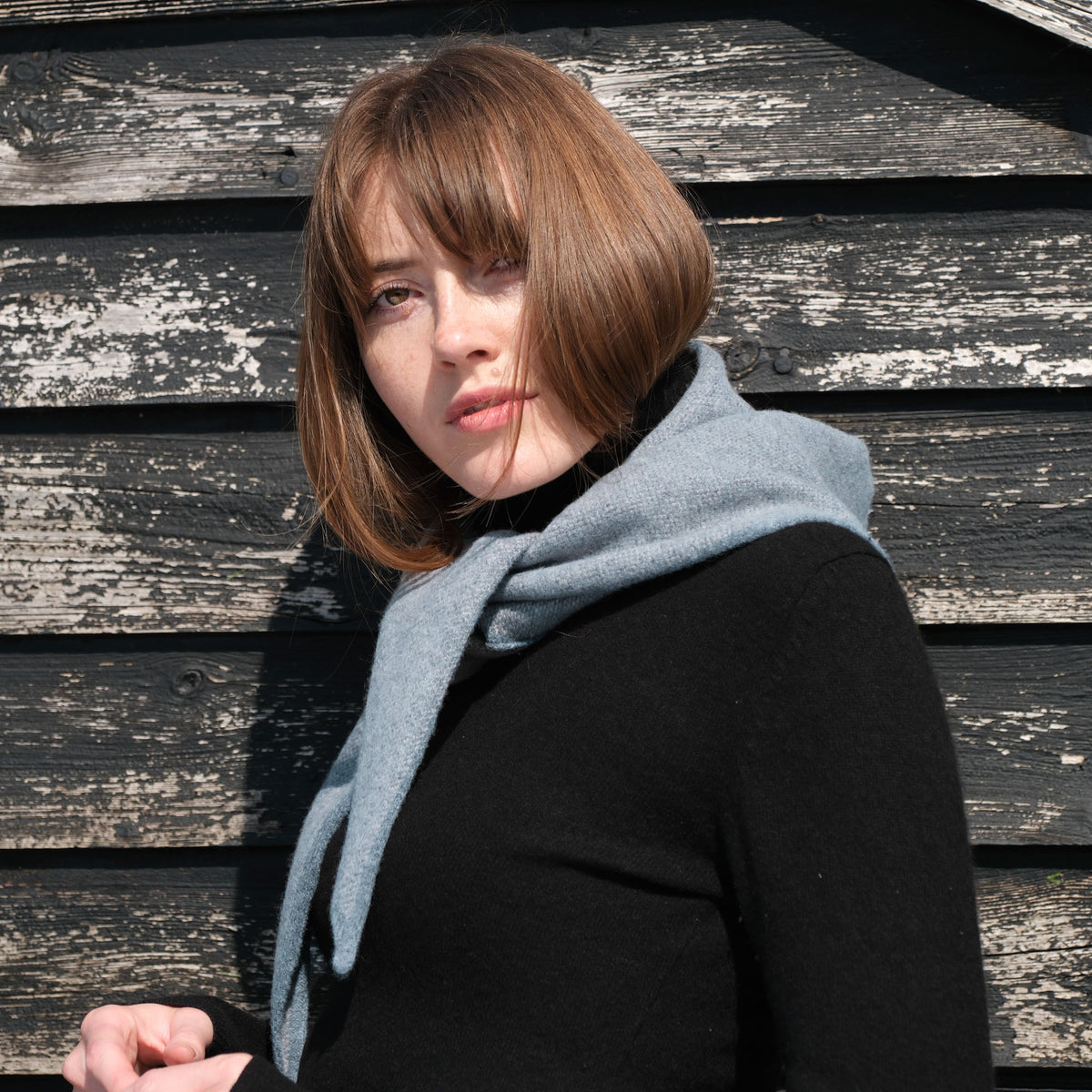 QUINTON & CHADWICK Triangle Scarf in Aqua