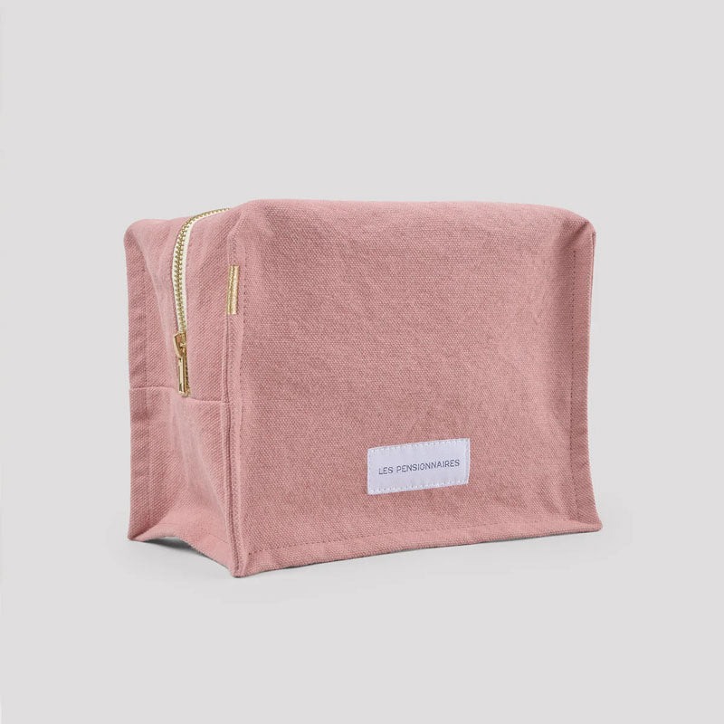 LES PENSIONNAIRES Organic Cotton Cube Toiletry Bag in Rosewood