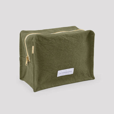LES PENSIONNAIRES Organic Cotton Cube Toiletry Bag in Caper Green