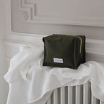 LES PENSIONNAIRES Organic Cotton Cube Toiletry Bag in Caper Green