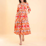 HANDPRINT DREAM APPAREL Tuscany Dress in Ikat Coral