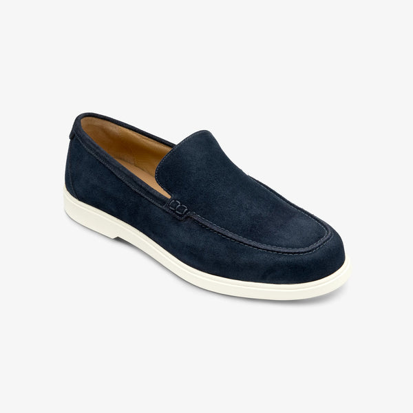 LOAKE Tuscany Suede Apron Loafers in Navy