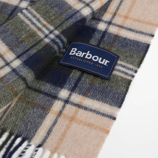 BARBOUR New Check Tartan Scarf in Sand Beige Plaid