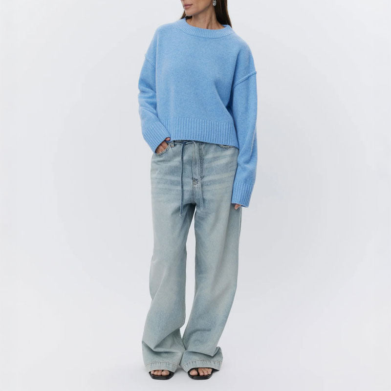 DAY BIRGER ET MIKKELSEN Ulrikke Soft Lambs Wool Jumper in Blue Melange
