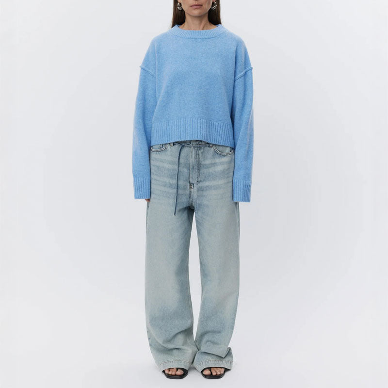 DAY BIRGER ET MIKKELSEN Ulrikke Soft Lambs Wool Jumper in Blue Melange