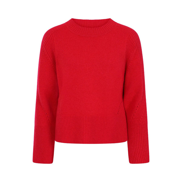 LOOP CASHMERE Georgia Ribbed Detail Lofty Crew Sweatshirt in Postbox
