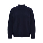 ANNE-MI Valley High Neck Merino Wool Jumper in Dark Navy