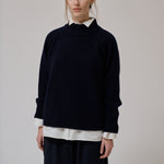 ANNE-MI Valley High Neck Merino Wool Jumper in Dark Navy