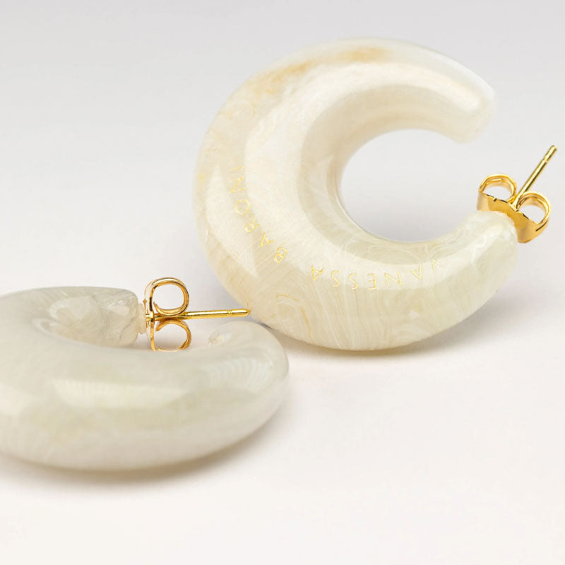 VANESSA BARONI Moon Earrings in Pearl Marble