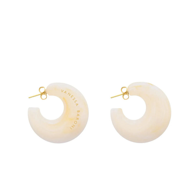 VANESSA BARONI Moon Earrings in Pearl Marble