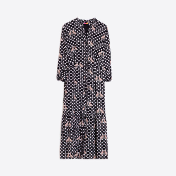 VILAGALLO Dress with Leopards in Black