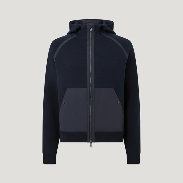 BELSTAFF View Hooded Full Zip Jumper in Dark Ink