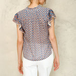 M.A.B.E Viti Print Short Sleeve Top in Orange/Turquoise