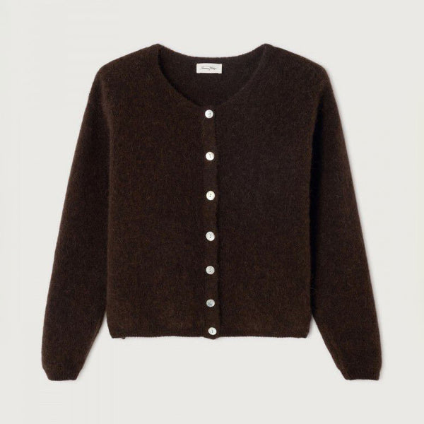 AMERICAN VINTAGE Vitow Cardigan  in Melange Coffee