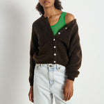 AMERICAN VINTAGE Vitow Cardigan  in Melange Coffee