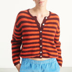 AMERICAN VINTAGE Vitow Cardigan  in Striped Garnet Melange Gaspacho