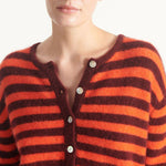 AMERICAN VINTAGE Vitow Cardigan  in Striped Garnet Melange Gaspacho