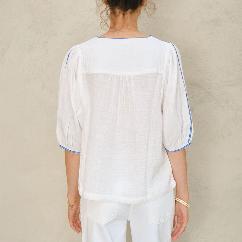 M.A.B.E Vivien EMB Top in Blue