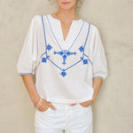 M.A.B.E Vivien EMB Top in Blue