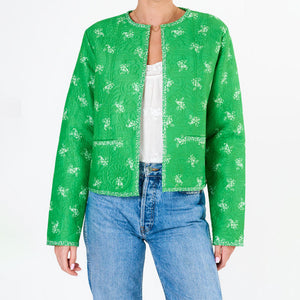 Vivi Print Quilt Jacket in Green