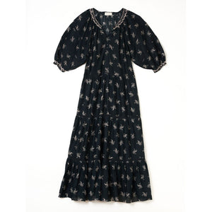 Vivi Print L/S Maxi Dress in Faded Black