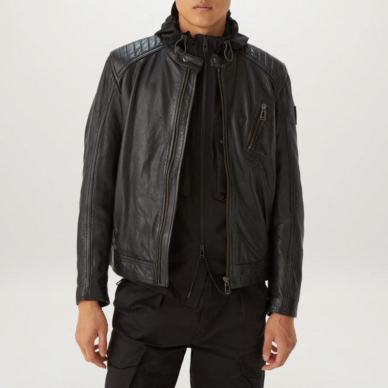 BELSTAFF V Racer Leather Jacket in Black