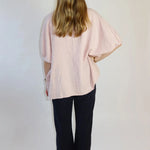 SoSUE Cowboy Button Blouse in Linen Blush