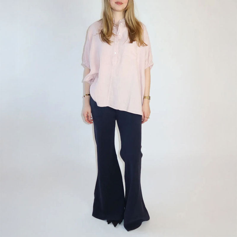 SoSUE Cowboy Button Blouse in Linen Blush