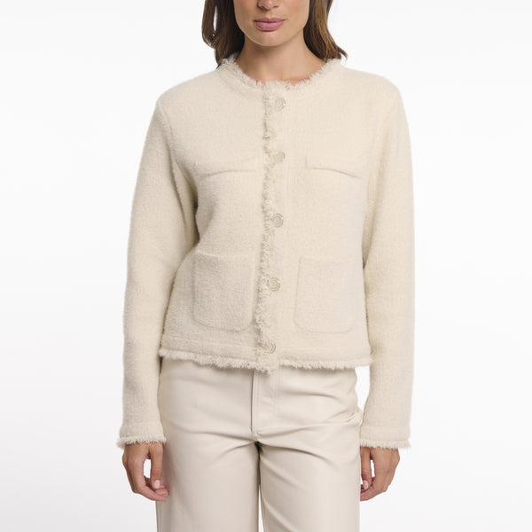RINO & PELLE Vanna Jacket with Fringe Details in Birch