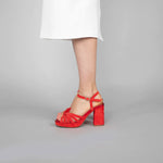 Veronica High Heel Sandals in Red