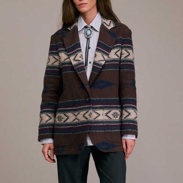 DIEGA Virato Navajo Jacket  in Chocolate/Grey/Blue
