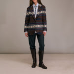 DIEGA Virato Navajo Jacket  in Chocolate/Grey/Blue