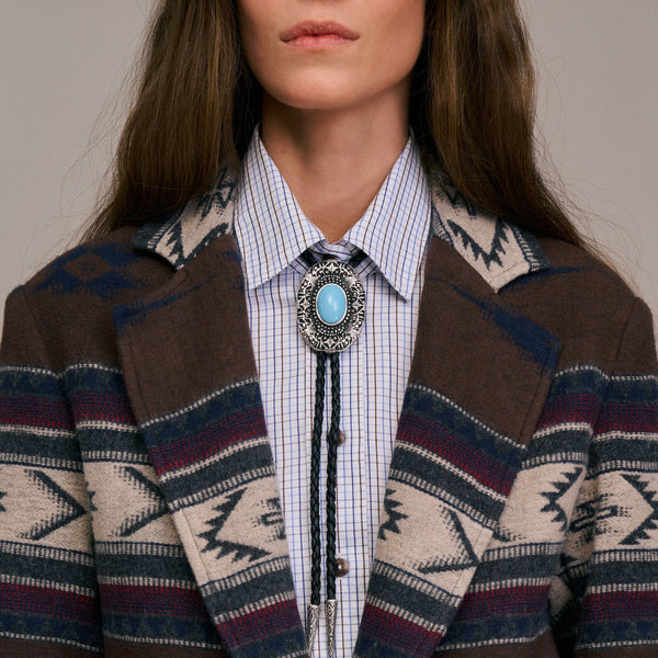 DIEGA Virato Navajo Jacket  in Chocolate/Grey/Blue