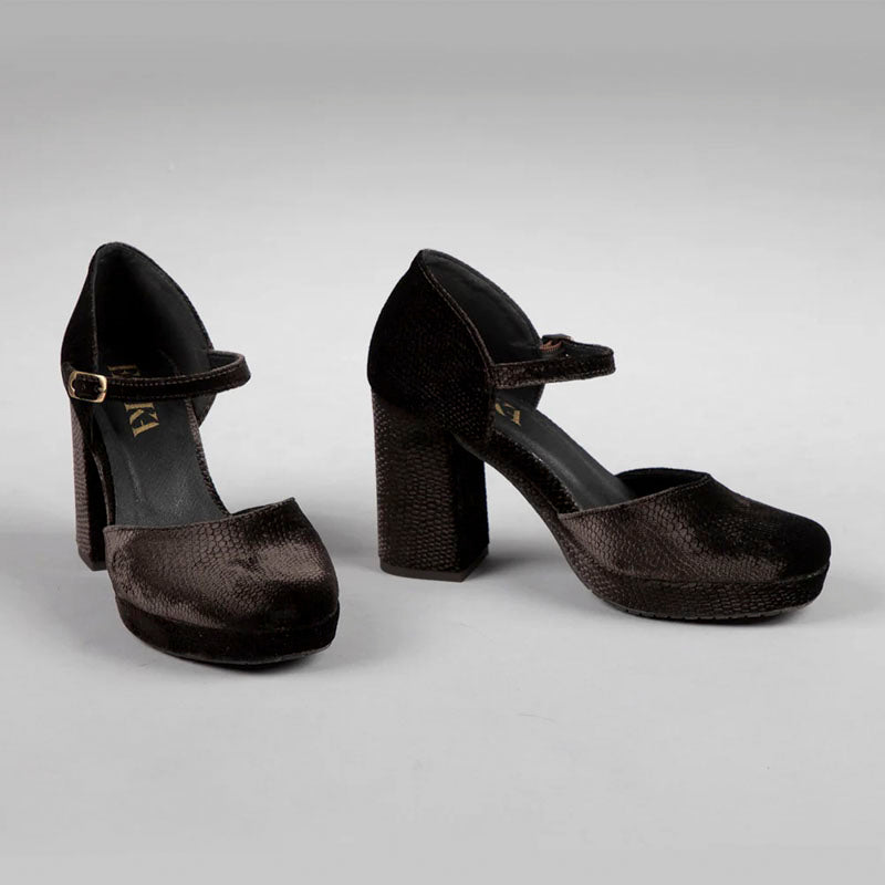 ESSKA Viv High Heeled Shoes in Velvet Carbon