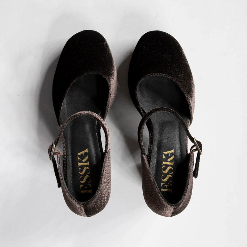 ESSKA Viv High Heeled Shoes in Velvet Carbon