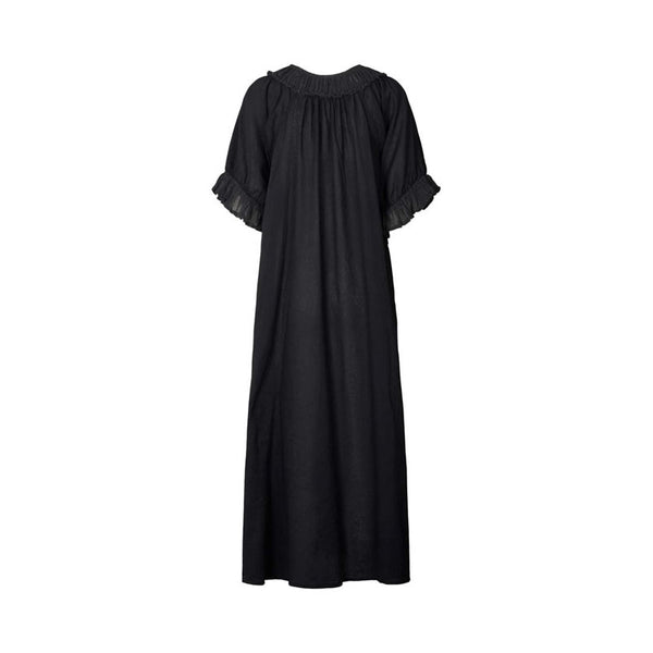 RABENS SALONER Dorothea Cotton Long Dress in Black