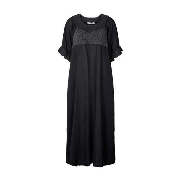 RABENS SALONER Dorothea Cotton Long Dress in Black